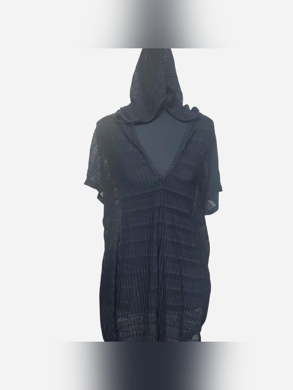 Vtg Jordan Taylor Swimsuit Cover Up Womens Medium Black Hooded Mesh Made In USA